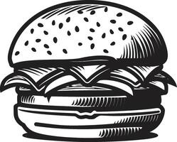 sabroso esencia negro vector icono hamburguesa enigma vector negro logo