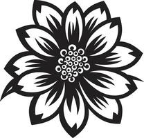 Chic Petal Emblem Monochrome Logo Icon Artistic Blossom Vector Stylish Black Design