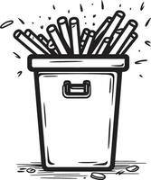 Extinguished Habit Trash Bin Vector Design Disposed Cigarette Symbol No Smoking Icon