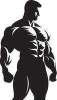 Defined Dominance Bodybuilders Iconic Image Jet Black Bulk Full Body Black Icon vector