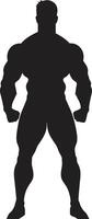 Silhouette of Power Bodybuilders Iconic Glyph Carbon Cut Full Body Black Vector Logo Design