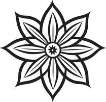 floral noir pulcro icónico diseño elegante floración monocromo emblema vector