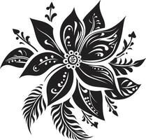 Chic Single Petal Design Black Emblem Detail Stylish Monochrome Bloom Vector Iconic Grace