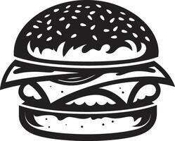 Tasty Mystery Vector Burger Icon Gourmet Savory Black Vector Emblem