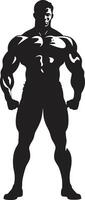 Chiseled Muscular Monogram Full Body Vector for Bodybuilders Onyx Titan Icon Full Body Black Vector for Fitness Icons