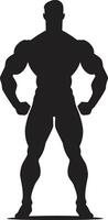 Defined Dominance Bodybuilders Iconic Vector Design Jet Black Bulk Full Body Vector Logo Icon