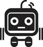 encantador chatbot maravilla chiquita ai diseño micro cibernético compañero minúsculo negro emblema vector