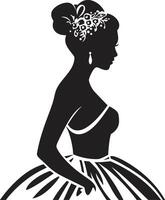 elegante novias encanto monocromo icono novias serenidad negro vector emblema