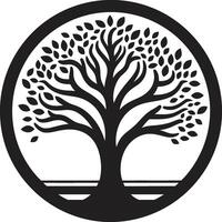 Rooted Brand Vector Tree Emblem Natures Crest Tree Logo Vector