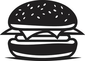 Classic Burger Essence Monochrome Icon Iconic Burger Design Black Vector Emblem