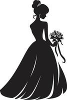 encantador matrimonio novia vector diseño elegante nupcial belleza negro icono