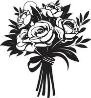 Graceful Posy Essence Bridal Vector Icon Wedded Floral Charm Monochrome Box Logo