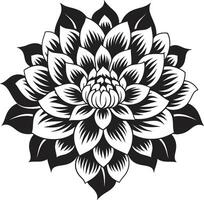 Stylish Botanical Impression Monochrome Emblem Blossom Noir Vector Emblem