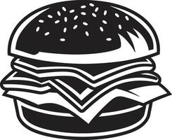 sabroso misterio vector hamburguesa icono gastrónomo sabroso negro vector emblema