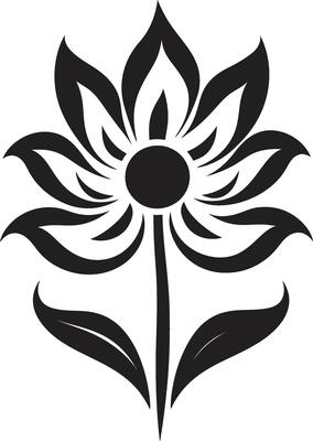 Graceful Flower Symbol Stylish Vector Mark Botanical Detail Emblematic Black Icon