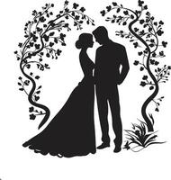 Wedded Roses Monochrome Iconic Mark Floral Harmony Vector Emblematic Detail