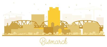 Bismarck North Dakota City Skyline Silhouette with Golden Buildings Isolated on White. Bismarck USA Cityscape with Landmarks. Business Travel and Tourism Concept. vector