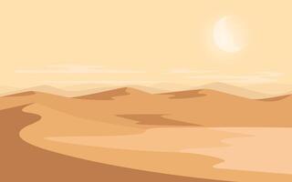 Desert sand with mountains, moon Flat landscape. vector nature