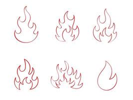 Fire. Red flame in abstract style vector hand drawn