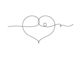 Abstract love heart symbol continuous one line art drawing. vector