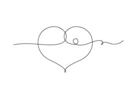 Abstract love heart symbol continuous one line art drawing. vector