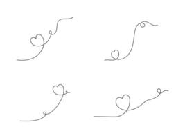 Hearts continuous one line art drawing, valentines day concept, heart love couple outline artistic. vector