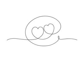Abstract love heart symbol continuous one line art drawing. vector