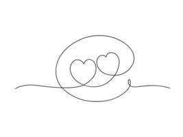 Abstract love heart symbol continuous one line art drawing. vector