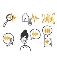 hand drawn doodle voice recognition related icon illustration vector