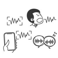 hand drawn doodle voice recognition related icon illustration vector