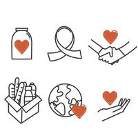 hand drawn doodle care charity and donation related icon illustration vector