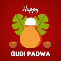 Happy gudi padwa web banner background illustratrion vector