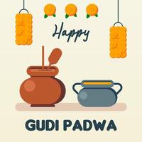 Happy gudi padwa web banner background illustratrion vector