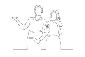 A couple taking a photo in a free pose vector
