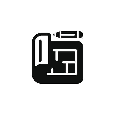 House plan icon isolated on white background. Blueprint icon