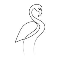 continuous one line drawing of Flamingo tropical bird and world wildlife day single line art illustration vector