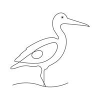 continuous one line drawing of Flamingo tropical bird and world wildlife day single line art illustration vector