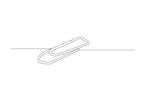 Paper clip in Continuous one single line drawing. Stationery item vector illustration