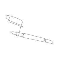 pen writing in continuous line drawing . Pencil symbol of study and education concept in simple linear style. Contour icon. Doodle vector illustration