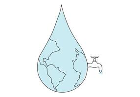 world water day single line art. Blue color drop line art. Vector card illustrations for environment poster