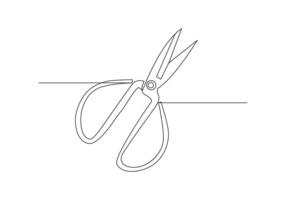 Scissors in Continuous one line drawing. drawing single line style, minimalist design. Editable stroke. Isolated. Vector illustration