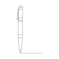 pen writing in continuous line drawing . Pencil symbol of study and education concept in simple linear style. Contour icon. Doodle vector illustration