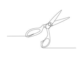 Scissors in Continuous one line drawing. drawing single line style, minimalist design. Editable stroke. Isolated. Vector illustration