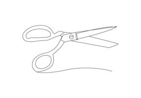 Scissors in Continuous one line drawing. drawing single line style, minimalist design. Editable stroke. Isolated. Vector illustration