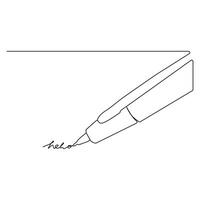 pen writing in continuous line drawing . Pencil symbol of study and education concept in simple linear style. Contour icon. Doodle vector illustration