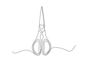 Scissors in Continuous one line drawing. drawing single line style, minimalist design. Editable stroke. Isolated. Vector illustration