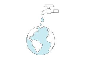 world water day single line art. Blue color drop line art. Vector card illustrations for environment poster