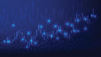 economic growth and financial business earning concept. candlesticks and bar chart on blue background vector
