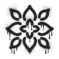 Flower graffiti drawn with black spray paint vector