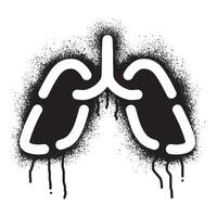 Lung stencil graffiti illustration drawn with black spray paint vector